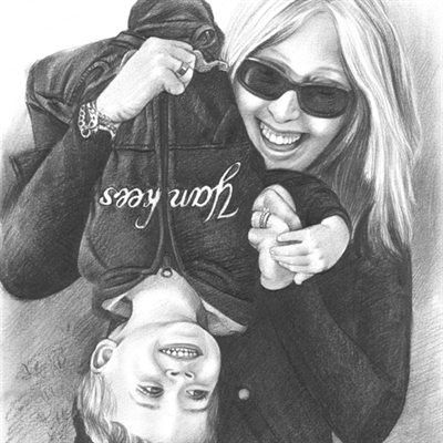 Hand Drawn Pencil Sketch of A Happy Mother with Her Little Boy Playing Together,by myDaVinci - myDaVinci